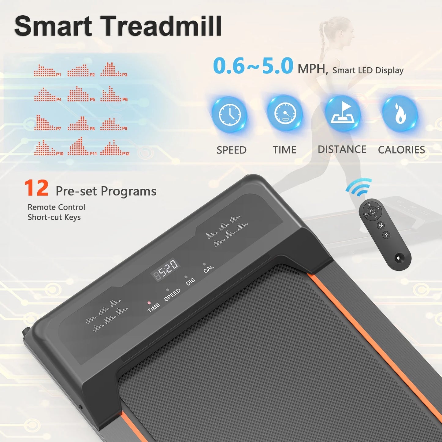 Caminadora Para Debajo Del Escritorio Almohadilla Para Caminar Con Pantalla LED Y Control Remoto, Caminadora Portátil Para El Hogar Y La Oficina, 2,5 Hp, Capacidad De 265 Libras