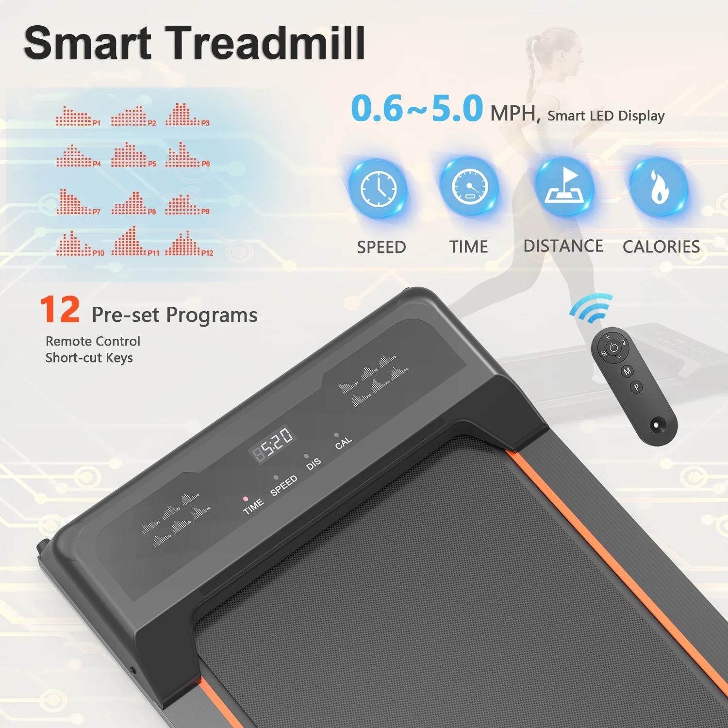Caminadora Para Debajo Del Escritorio Almohadilla Para Caminar Con Pantalla LED Y Control Remoto, Caminadora Portátil Para El Hogar Y La Oficina, 2,5 Hp, Capacidad De 265 Libras